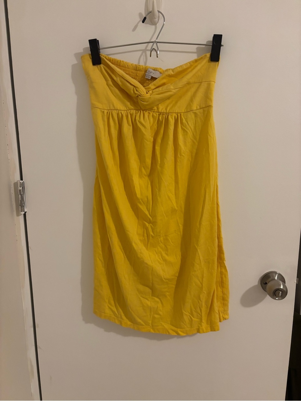 LOFT Strapless Yellow Knot-Front Sundress